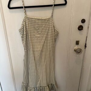 Gingham Dress in Green and White